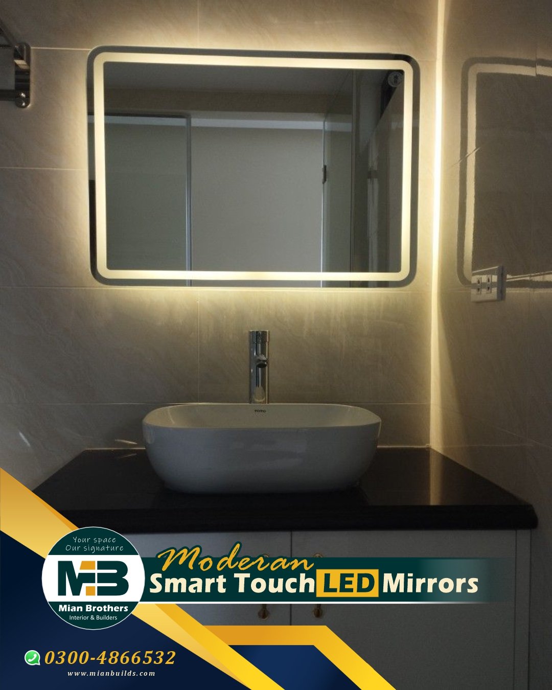 Sleek, minimalist, and elegant—our Frameless LED Mirror is perfect for modern bathrooms and dressing areas. Features smart LED lighting and touch sensor controls.
