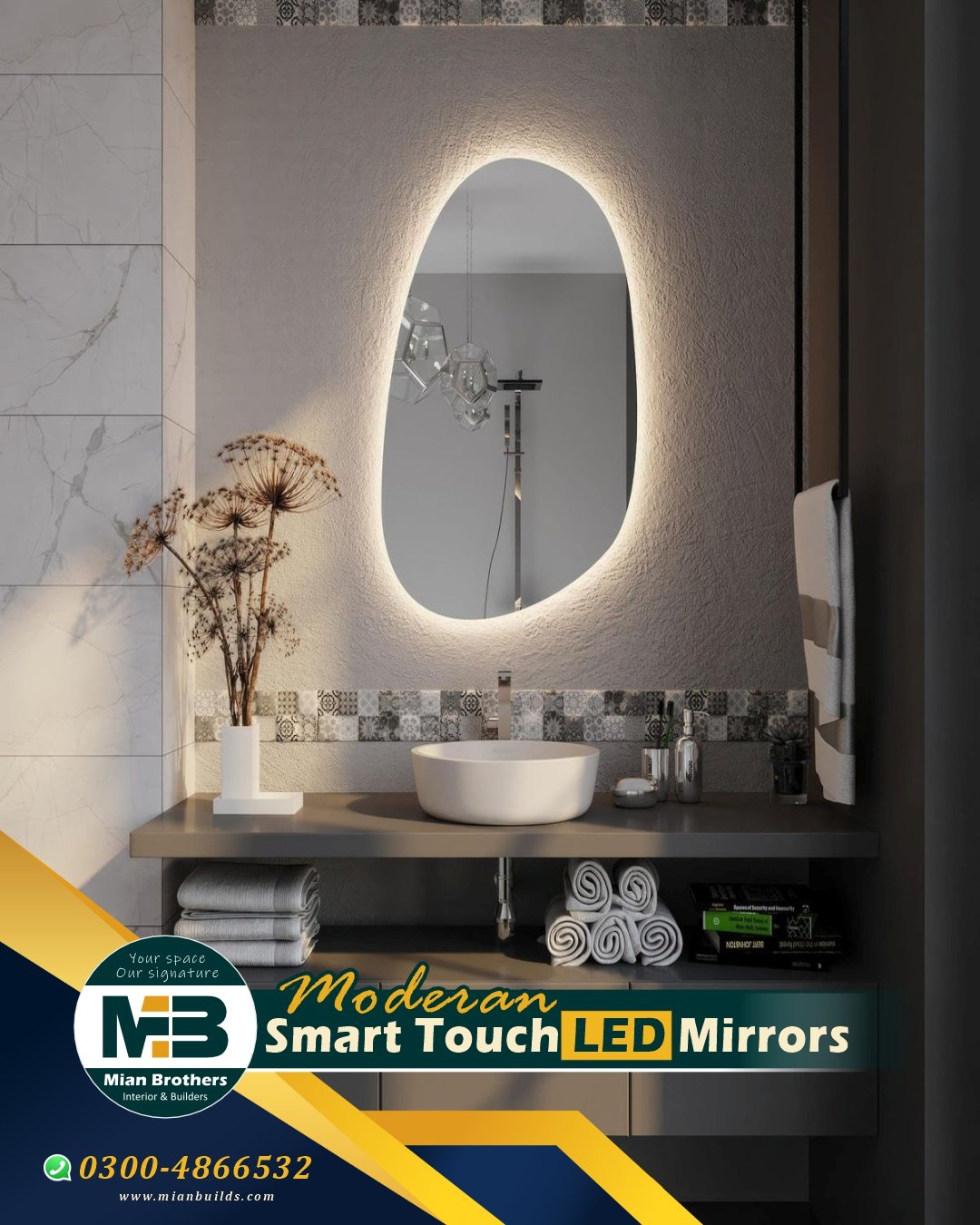 Add soft curves and modern elegance to your bathroom with our Oval LED Mirror. Featuring touch controls, LED backlighting, and Bluetooth speakers, this mirror is the perfect blend of design and technology.